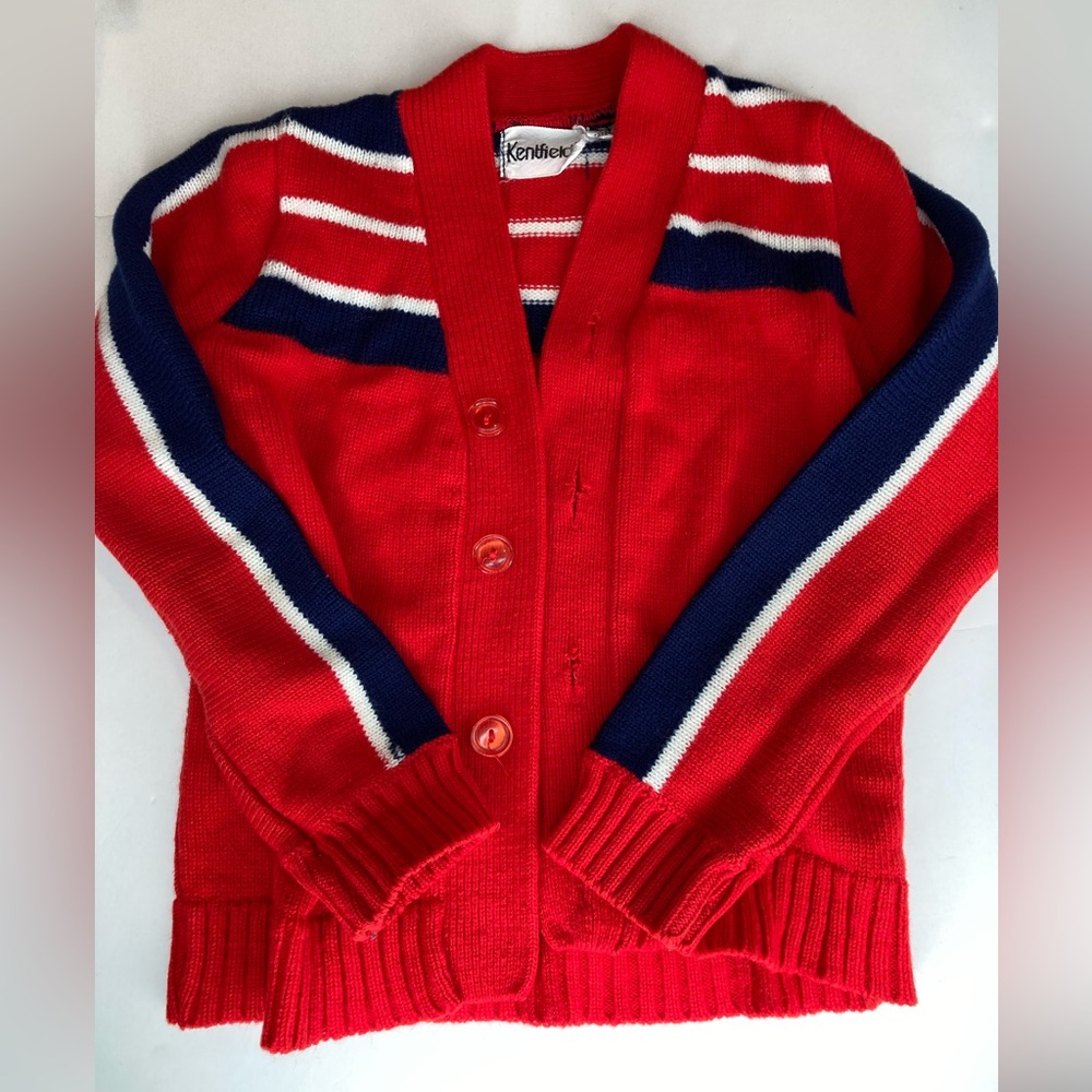 Vintage Kentfield Button Up red sweater boys size 5